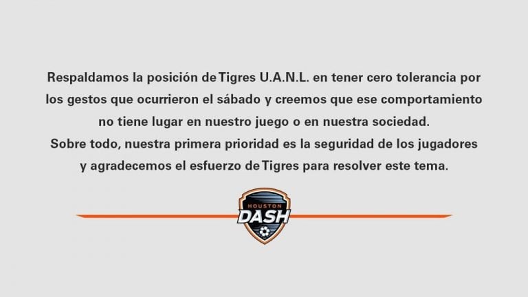 El comunicado del club Houston Dash (Foto: Twitter/HoustonDash)