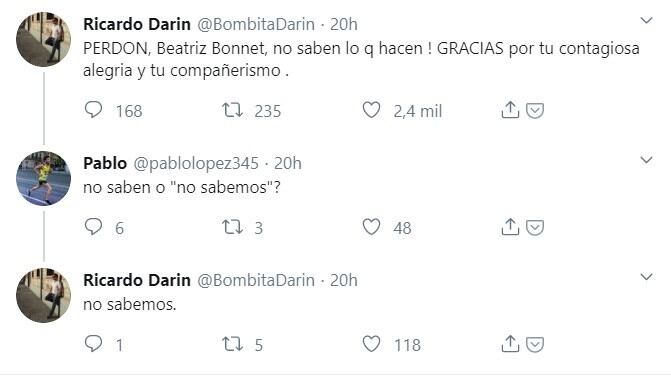 El intercambio en Twitter de Ricardo Darin con un usuario.