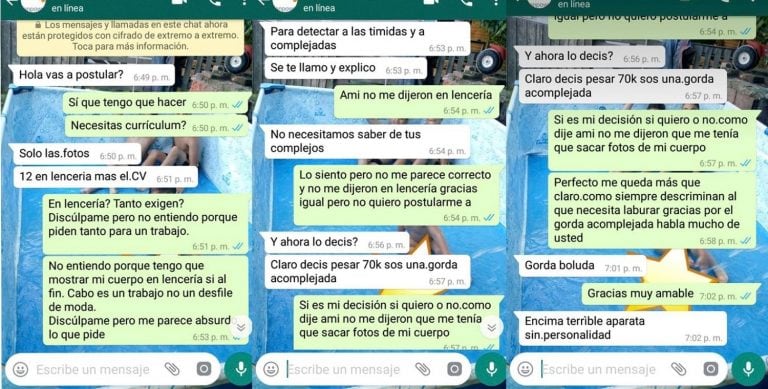 Estos fueron los chats que tuvo Ferrúa con el supuesto reclutador.