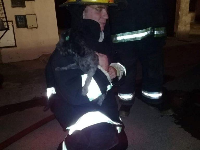 Incendio en Calle Juan Laiz de Arroyito gentileza Bomberos Arroyito