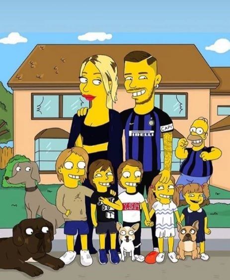 Wanda Nara, Mauro Icardi, Valentino, Constantino y Benedicto López y las dos pequeñas Francesca e Isabella Icardi.