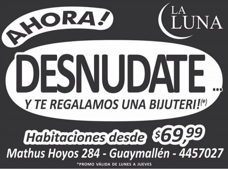 Publicidades del hotel La Luna en Mendoza.