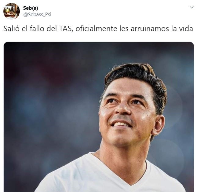 Los memes tras el fallo del TAS, que ratificó el campeonato de River en la Libertadores 2018 (Foto: captura Twitter)