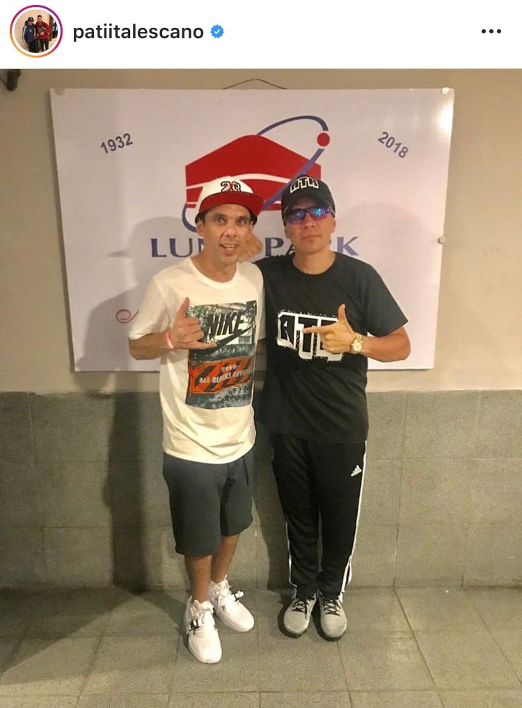 Pablo Lescano junto a su amigo y asistente Patita Lescano