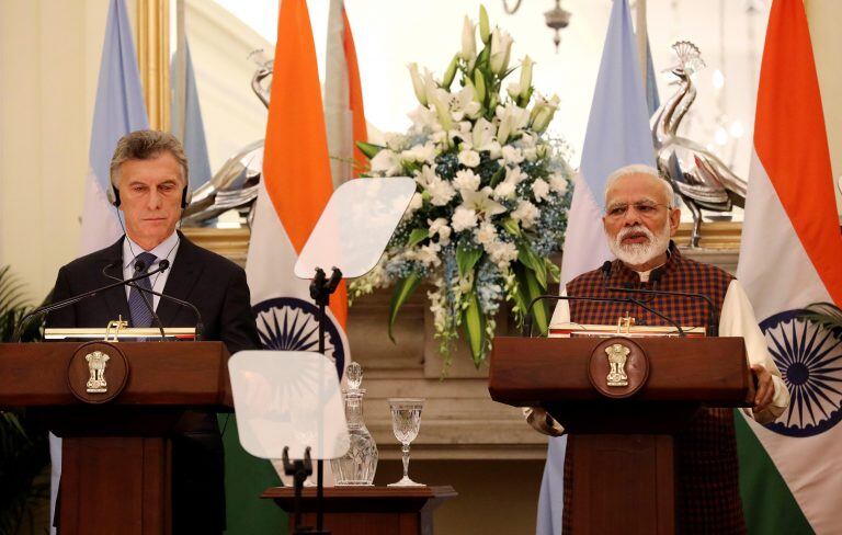 Mauricio Macri y Narendra Modi. (EFE/ Harish Tyagi).