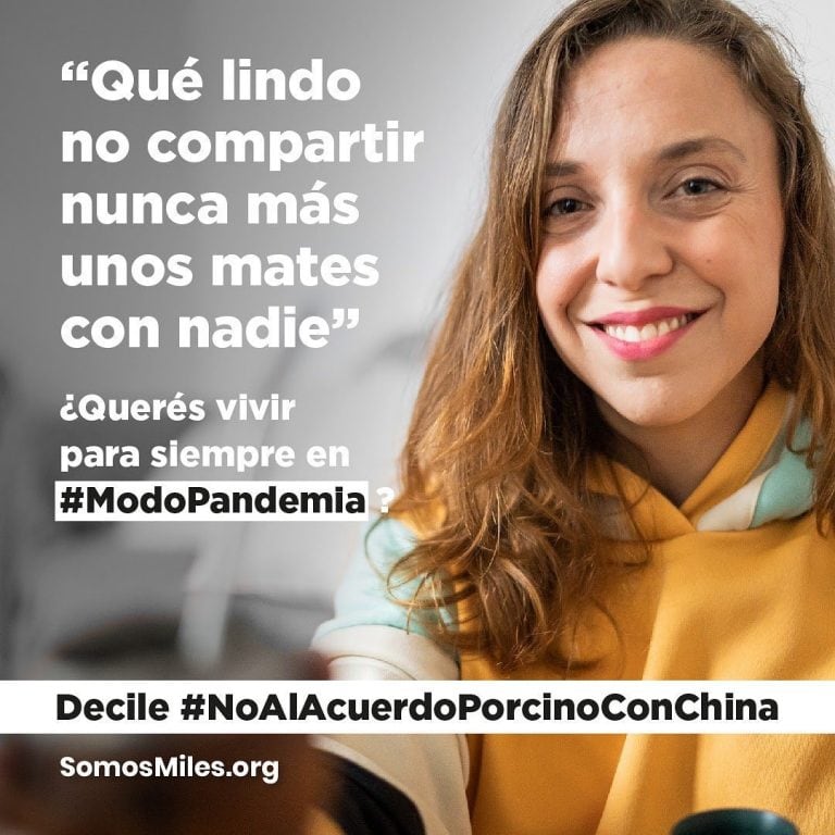 #ModoPandemia: la iniciativa que busca frenar el acuerdo porcino con China que promueven los famosos (Foto: Instagram @somosmilesorg)