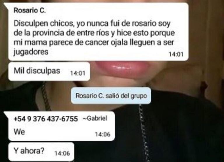 El mensaje por whatsapp del estafador. Mi mamá padece de cáncer. (MisionesOnline)