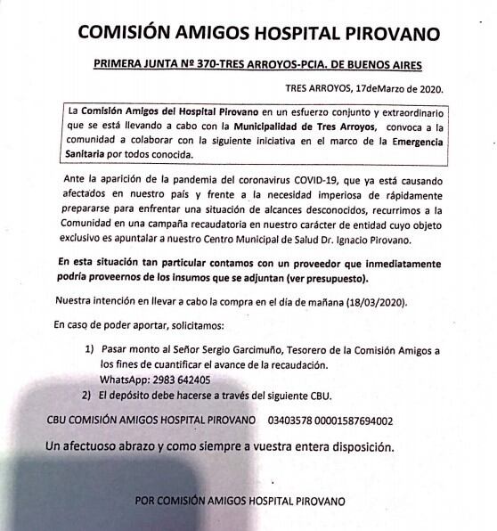 Campaña recaudatoria Hospital Pirovano