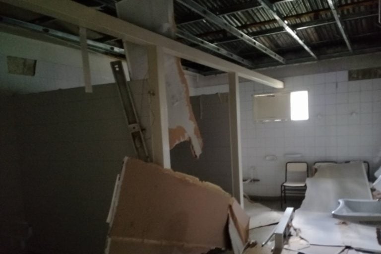 Así quedó el interior del Hospital Gailhac, situado en las Heras, Mendoza.