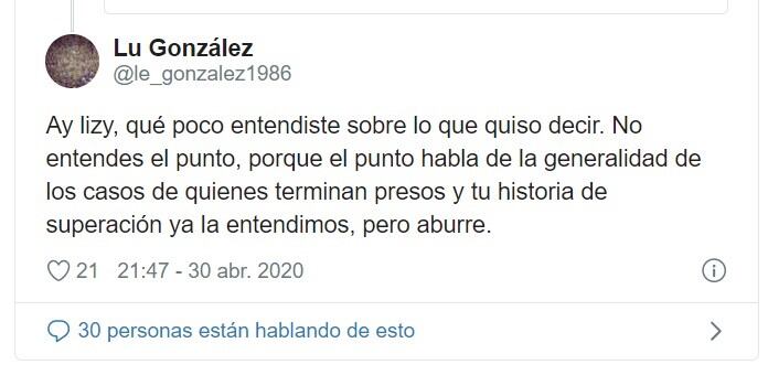 La respuesta negativa para Lizy Tagliani.