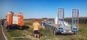 Bomberos Voluntarios en el lugar del accidente