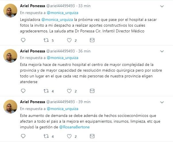 Respuesta del Director del Hospital vía Twitter