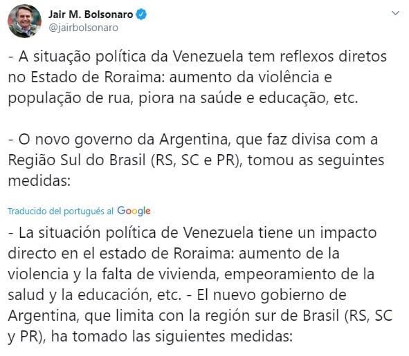 (Twitter: @jairbolsonaro)