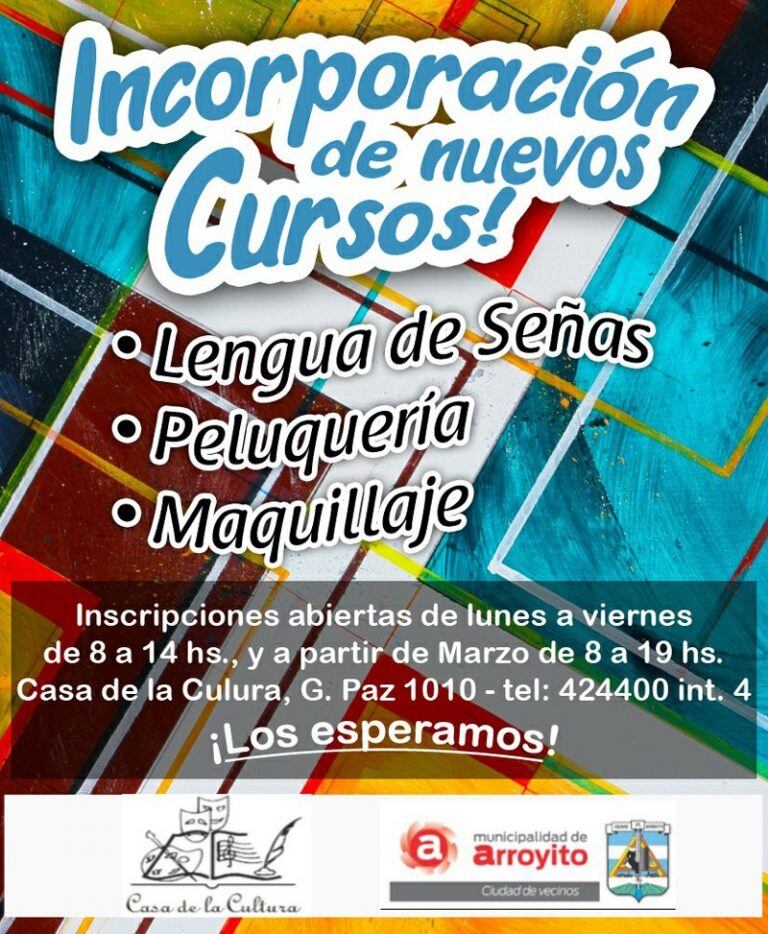 Cursos de la Casa de la Cultura Arroyito