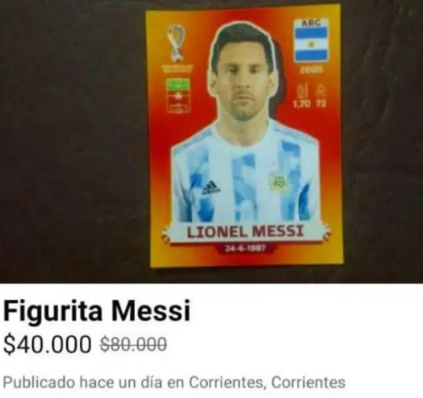 Correntinos revenden la figurita de Messi a 40 mil pesos.