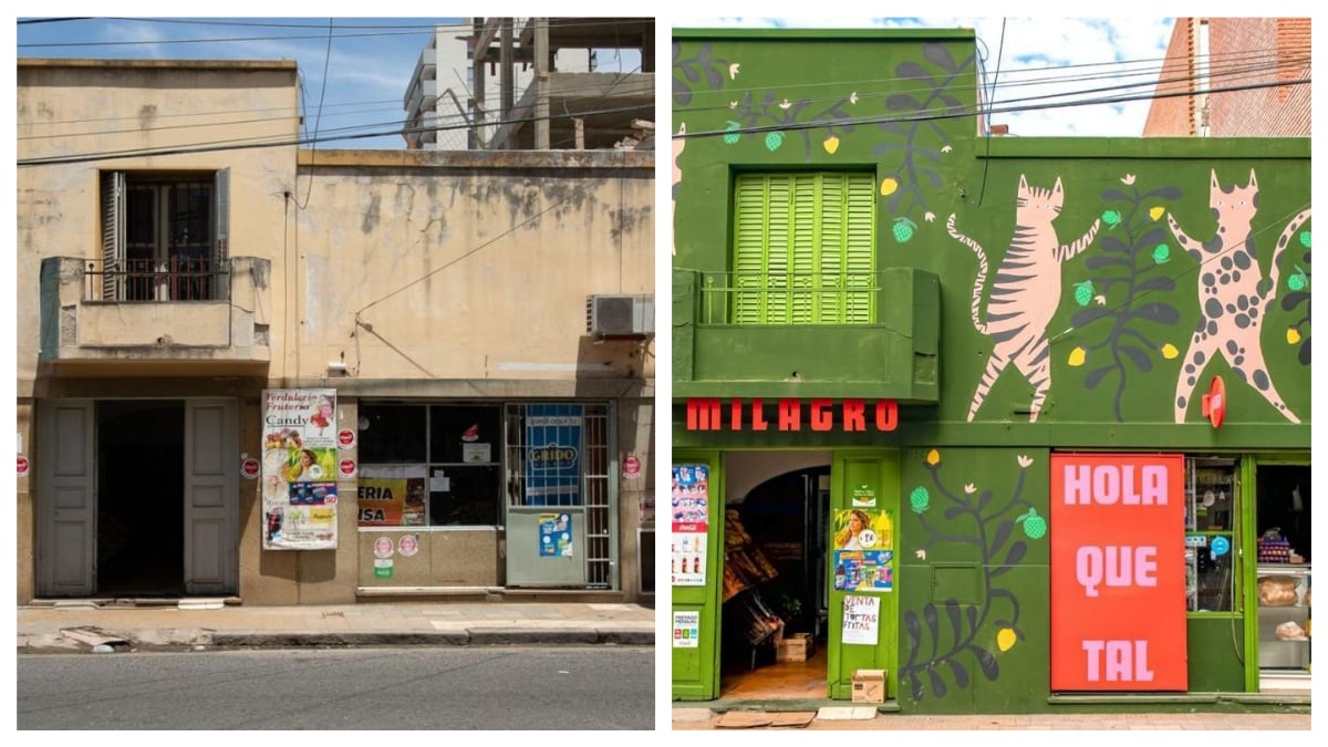 El antes y el después de Milagro (despensa pandennial, en el barrio Alberdi).