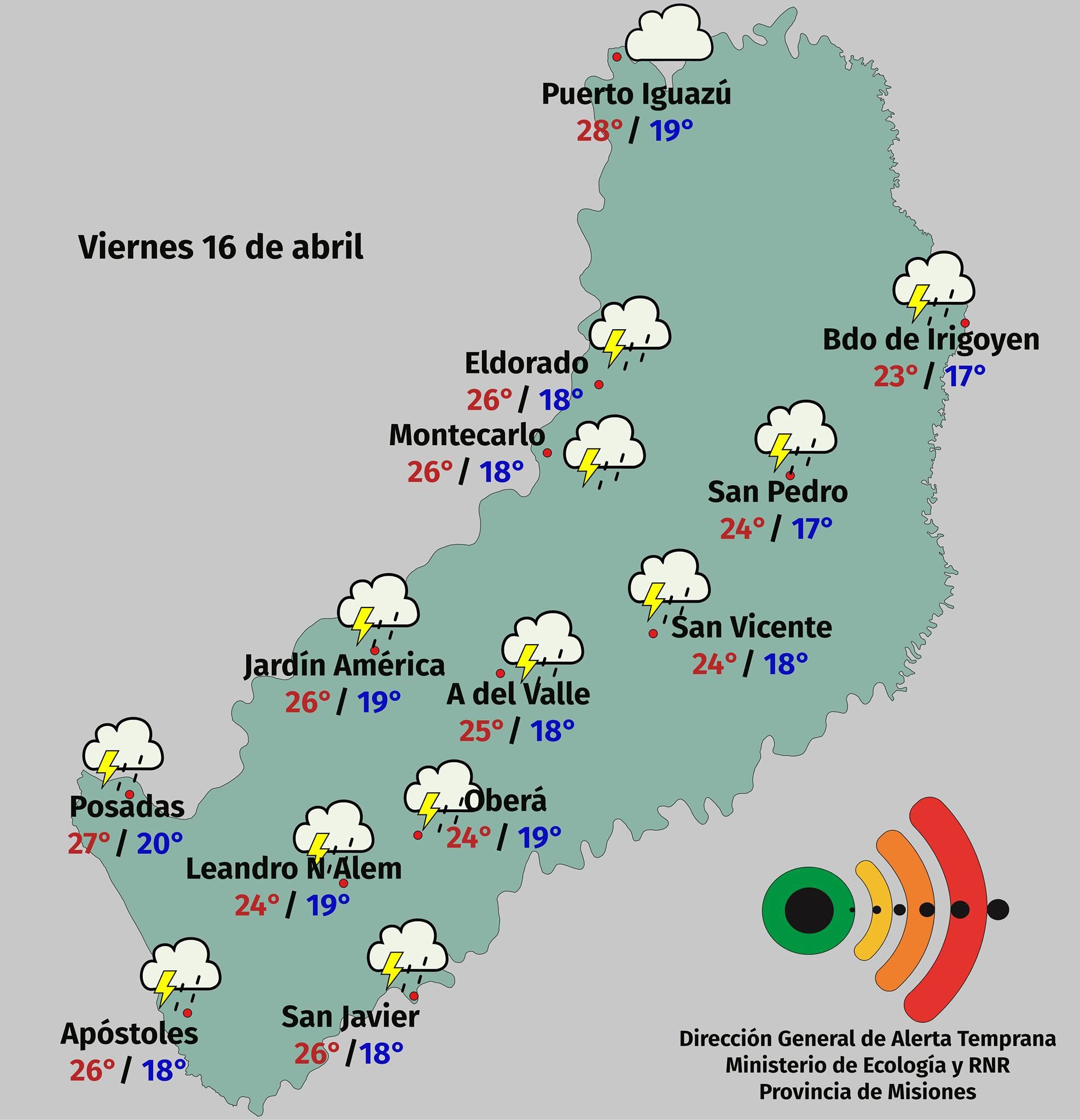 Tiempo inestable en toda la provincia de Misiones