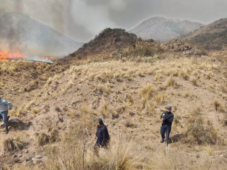 Hay focos de incendio en tres localidades de Valle Fértil y varias casas corren peligro.