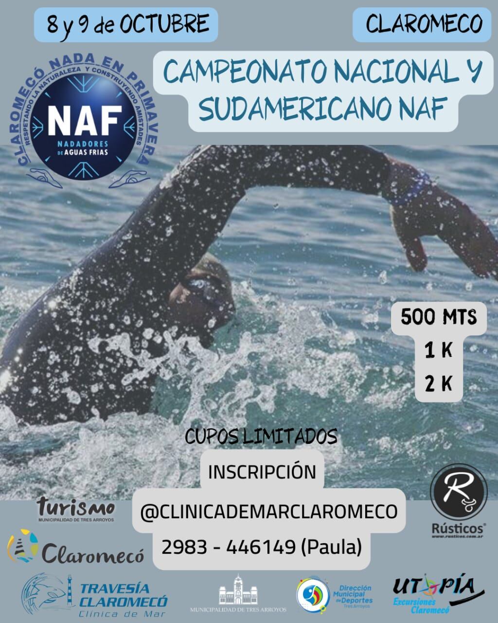 Claromecó: Campeonato Nacional y Sudamericano de Nadadores de Agua Fría