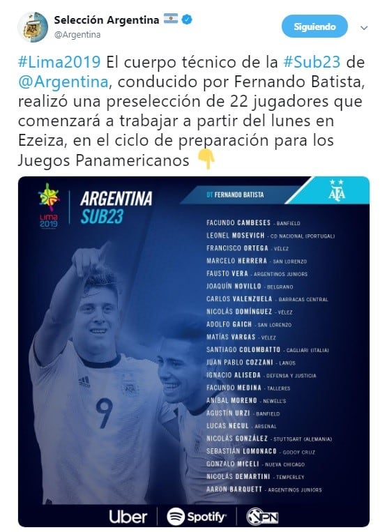 (Twitter: @Argentina)