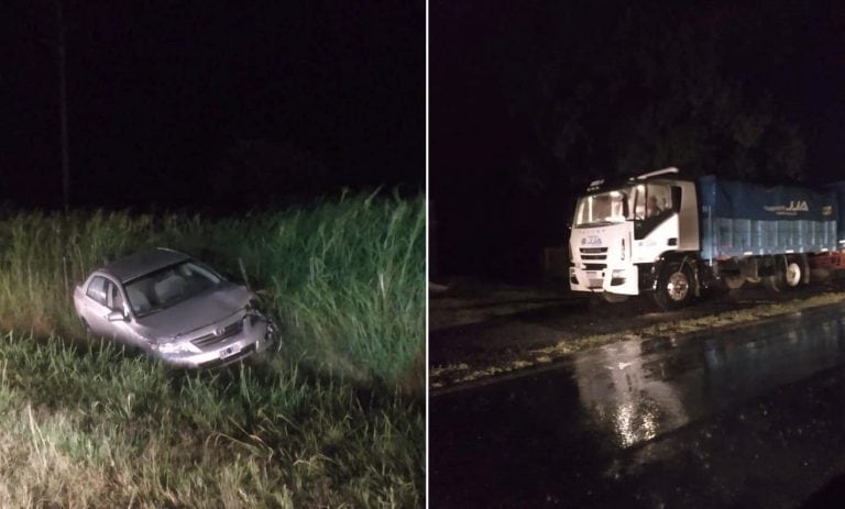 Accidente de camión y auto