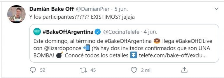 Los participantes de Bake off reclamaron en redes.