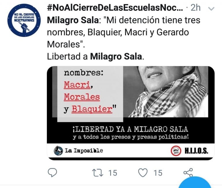 Declaraciones en Twitter