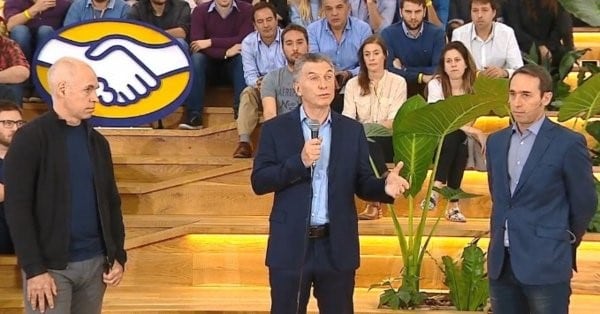 El presidente Mauricio Macri, en la inauguración de las nuevas oficinas de Mercado Libre en el barrio porteño de Saavedra.