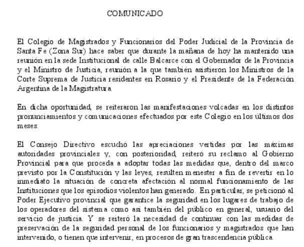 Miguel Lifschitz se reunión con el Colegio de Magistrados y Funcionarios Judiciales. (Ministerio de Seguridad)