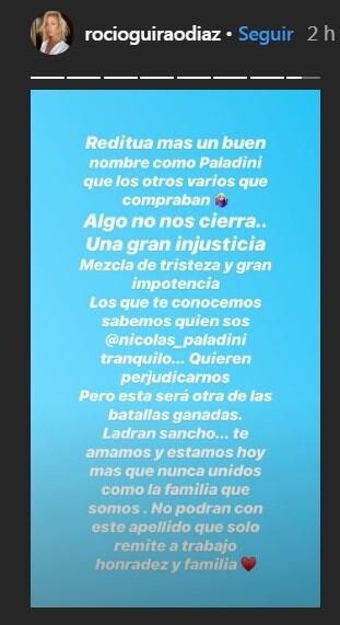 Historias de Instagram de Rocío Guirao Díaz.