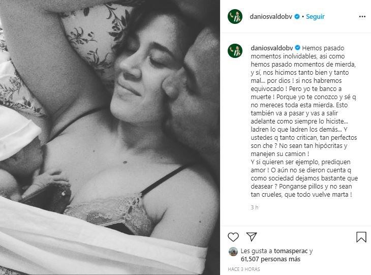 El posteo de Daniel Osvaldo en defensa de Jimena Barón (Foto:Instagram)