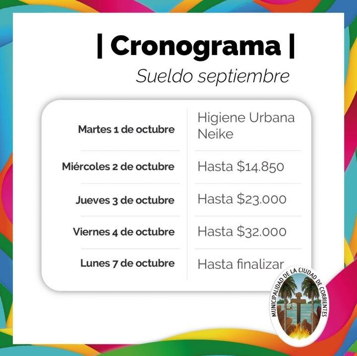 Cronograma de sueldo municipal