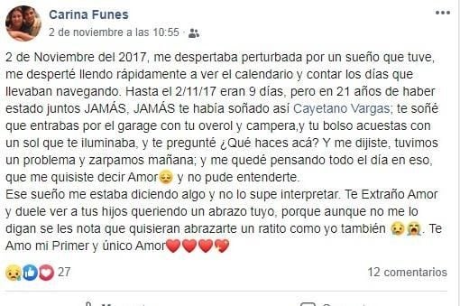 Carina Funes era esposa del sanjuanino, Cayetano Vargas.