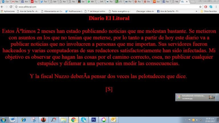 El mensaje que podría leerse esta mañana en la web de El Litoral.