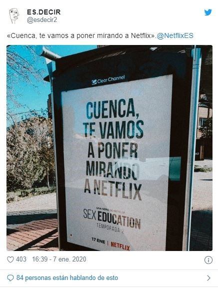 La polémica campaña de Netflix para promocionar 'Sex Education' (Foto: Twitter/ @MastersOfNaming)