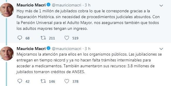 Mensajes de Macri por el Día del Jubilado en Twitter (Foto:Twitter)