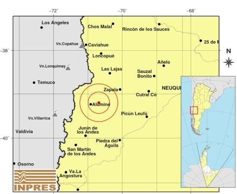 Se registró un sismo en la localidad neuquina de Aluminé