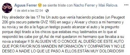 La hermana de Nacho contó la historia en Facebook.