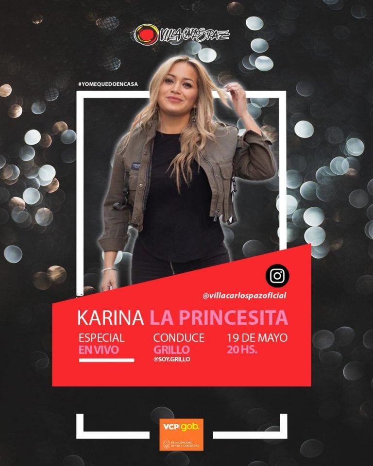 Karina "La Princesita" en Instagram del Gobierno de Carlos Paz.