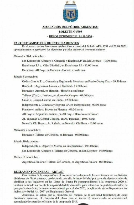 Boletín oficial AFA