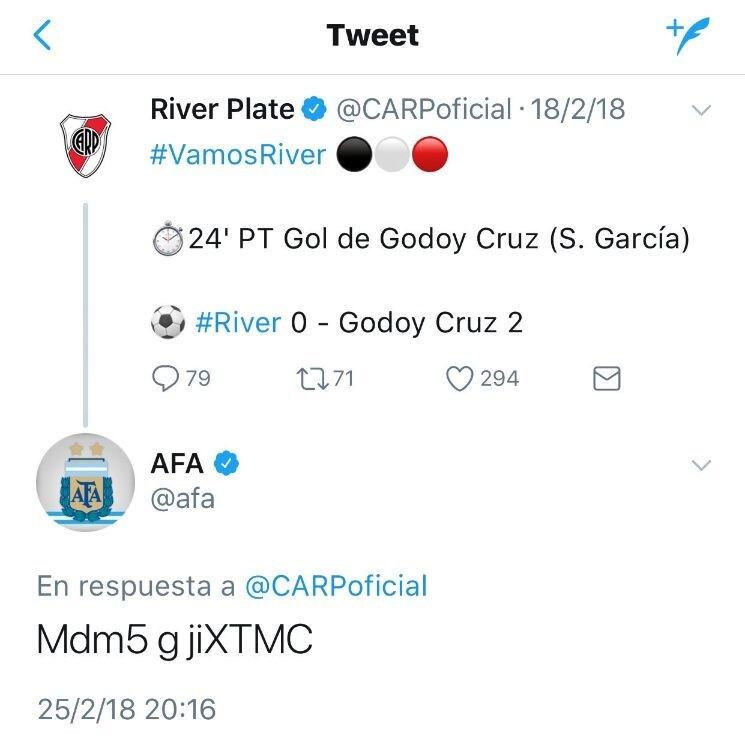 Hackearon la cuenta de Twitter de la AFA mientras jugaba Boca.