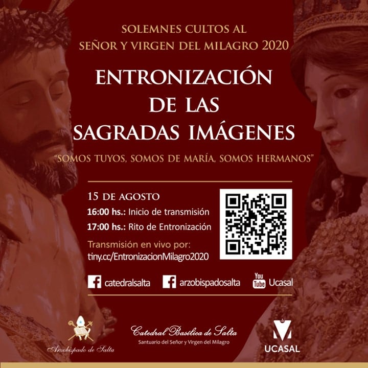 Este sábado se entronizan las imágenes del Señor y la Virgen del Milagro de forma virtual (Facebook Catedral de Salta)