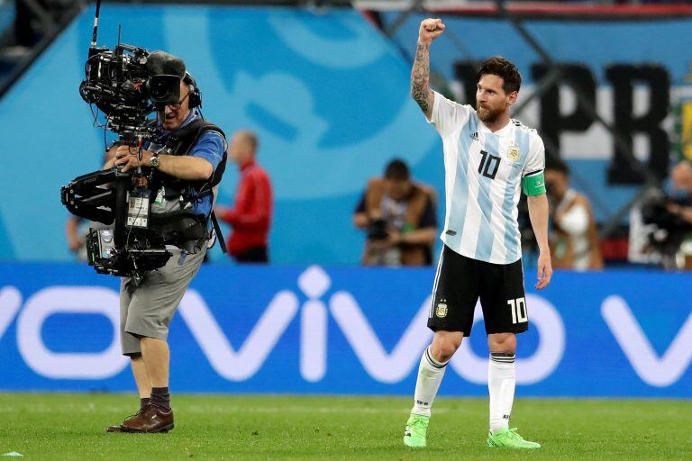 Lionel Messi en el partido ante Nigeria