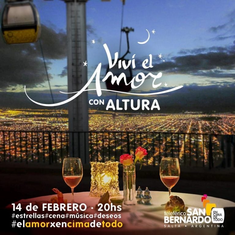 Viví el amor con altura en el Cerro San Bernardo (Facebook Teleférico San Bernardo)