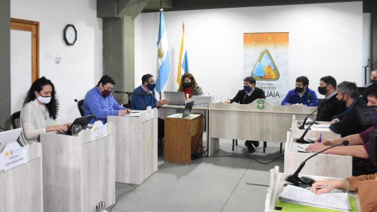 David Ferreyra y Gustavo Rodríguez, se reunieron en la Comisión de Seguimiento de la Coparticipación del Concejo Deliberante. (archivo)