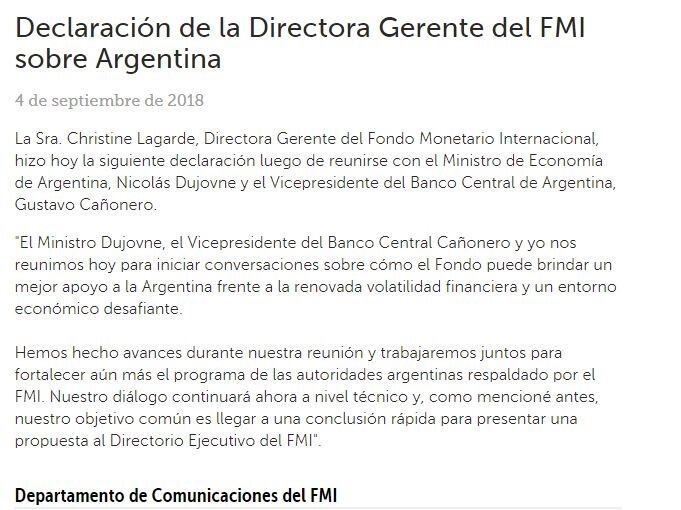 Comunicado FMI.