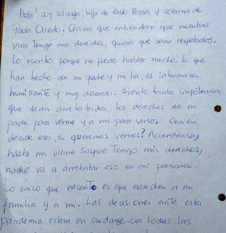 La carta que dejó  Solange