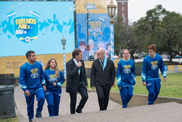 Horacio Rodríguez Larreta y Diego Santilli en Plaza San Martín. Foto: EFE/Gobierno Ciudad Buenos Aires.