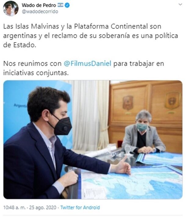 MInistro del Interior, Eduardo de Pedro a través deTwiiter.