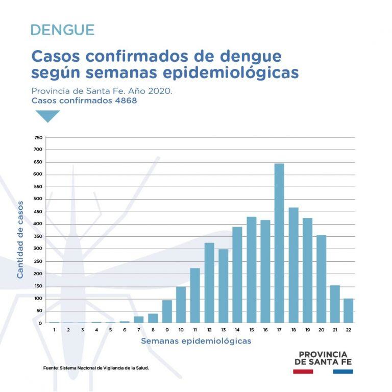 Estado de casos de dengue en la provincia de Santa Fe (Gobierno de Santa Fe)